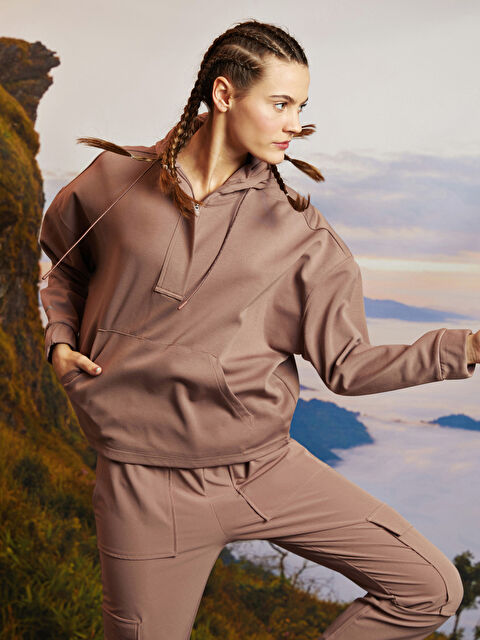 LCW OUTDOOR هودي خارجي كم طويل سادة للسيدات - S2BP52Z8-GMU