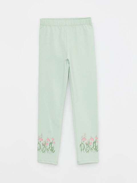 LCW Kids سراويل ضيقة للبنات بطبعة قطنية بخصر مطاطي - S2BP84Z4-FVR