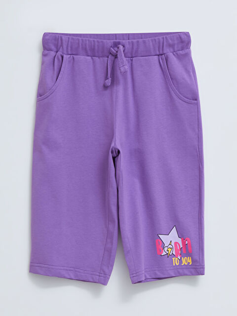 LCW Kids Girl's Printed Elastic Waist Bermuda - S2BQ37Z4-GRL