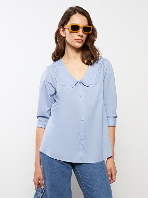 LCWAIKIKI Classic Baby Collar Plain Poplin Women's Blouse - S2BQ43Z8-GKM