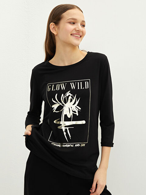 LCW Vision T-shirt Imprimé à Col Rond pour Femmes - S2BR14Z8-RQN