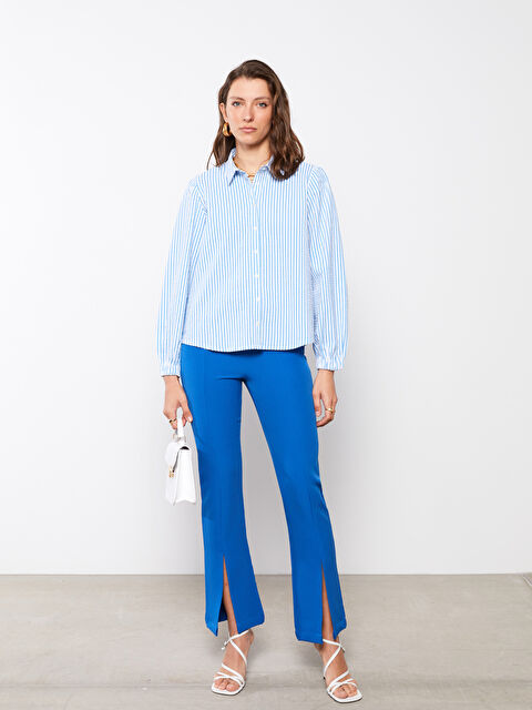 LCWAIKIKI Classic Front Button Closure Striped Long Sleeve Women's Shirt - S2BS51Z8-LEN