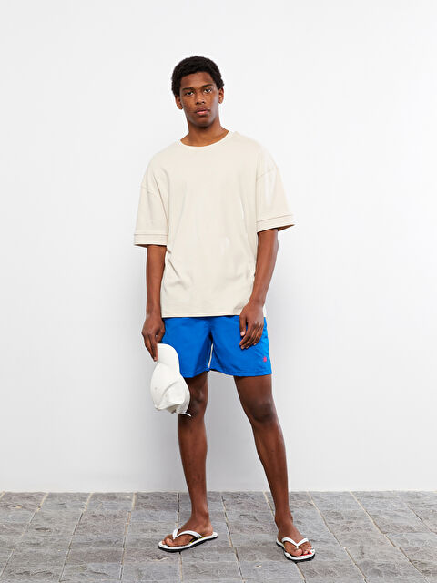 LCW SWIMWEAR Kısa Boy Nakışlı Erkek Deniz Şortu