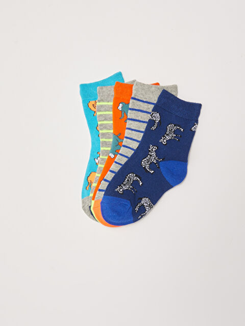 LCW Kids Patterned Boys' Ankle Socks 5 Pack - S2BU00Z4-K00