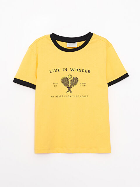 LCW Kids Crew Neck Printed Short Sleeve Cotton Girl T-shirt - S2BU16Z4-GAU