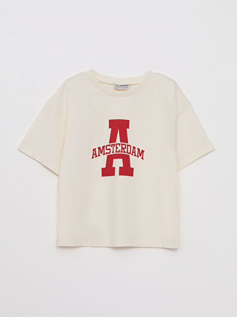 LCW Kids Crew Neck Printed Short Sleeve Cotton Girl T-shirt - S2BU21Z4-FRC