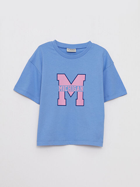 LCW Kids Crew Neck Printed Short Sleeve Cotton Girl T-shirt - S2BU21Z4-GJY