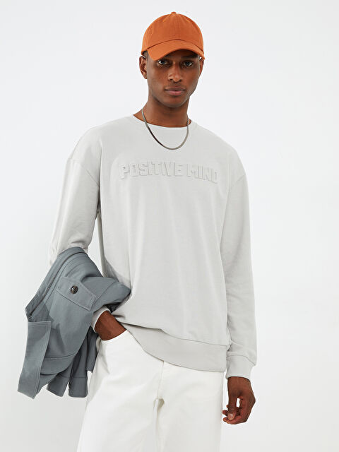 XSIDE Oversize Crew Neck Long Sleeve Printed Men's Sweatshirt - S2BY31Z8-S0L