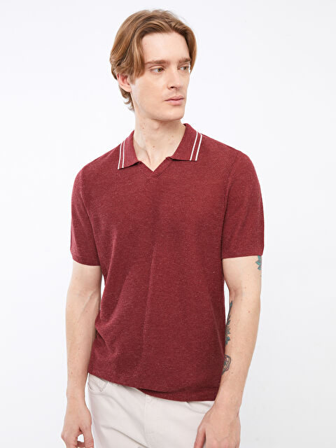 SOUTHBLUE Polo Neck Short Sleeve Men's Knitwear Sweater - S2CA49Z8-HPZ