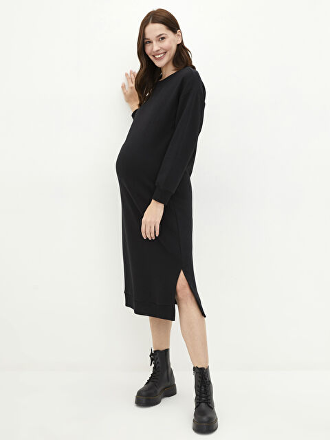 LCWAIKIKI Maternity Bisiklet Yaka Düz Uzun Kollu Hamile Elbise - S2CB53Z8-CVL