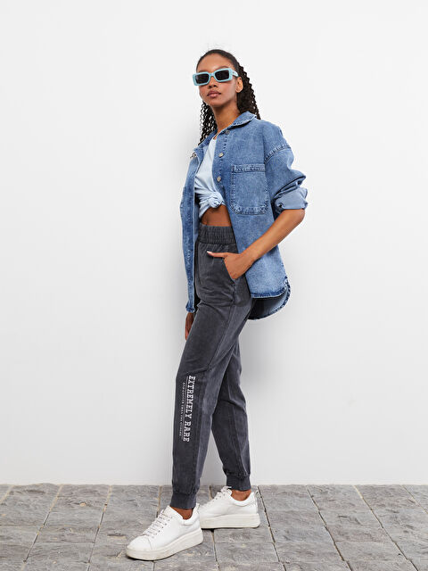 LCW Vision Elasticated Waist Printed Women's Jogger Sweatpants - S2CB73Z8-M0U