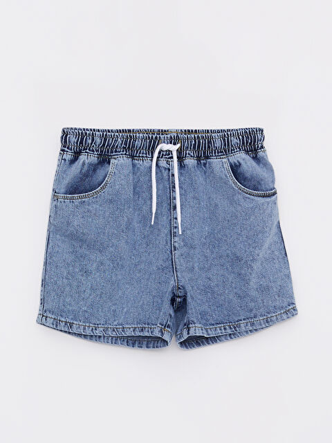 LCW Kids Elastic Waist Basic Cotton Girls' Denim Shorts - S2CD57Z4-502