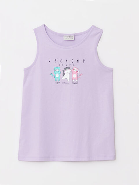 LCW Kids Crew Neck Printed Cotton Girl Athlete - S2CD76Z4-G0W