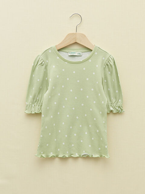 LCW Kids Crew Neck Printed Short Sleeve Girls' T-Shirt - S2CE49Z4-LRP