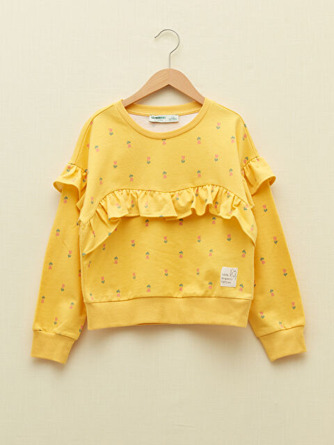 LCW Kids Crew Neck Printed Long Sleeve Girls' Sweatshirt - S2CE52Z4-LUG