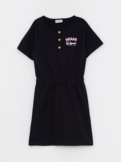 LCW Kids Crew Neck Printed Short Sleeve Girls' Dress - S2CG76Z4-CVL