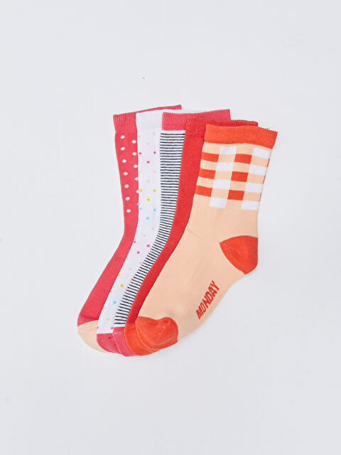 LCW Kids Patterned Girls' Ankle Socks 5 Pack - S2CH13Z4-G5T