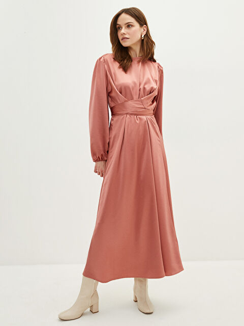 LCWAIKIKI Classic Crew Neck Plain Long Sleeve Women's Dress - S2CJ24Z8-H2X