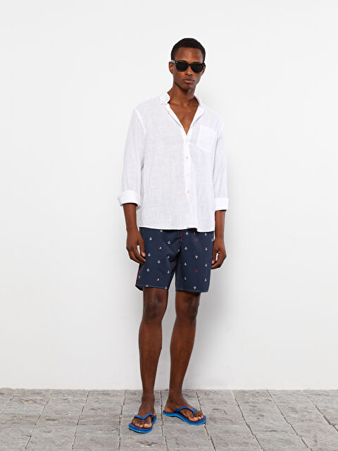 LCW SWIMWEAR Diz Hizası Boy Desenli Erkek Deniz Şortu