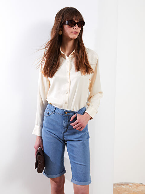 LCWAIKIKI Basic Женские джинсовые шорты прямого кроя слим - S2CJ88Z8-311