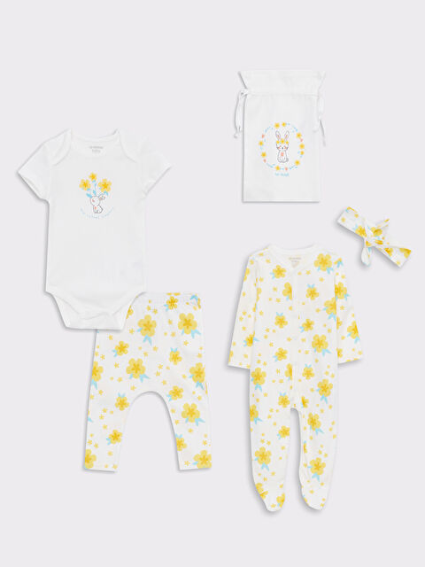 LCW baby Printed Cotton Baby Girl Hospital Outlet Set of 5 - S2CK46Z1-LRA