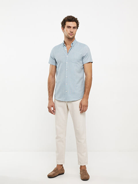 LCW BUSINESS Slim Fit Short Sleeve Oxford Men Shirt - S2CN14Z8-S7M