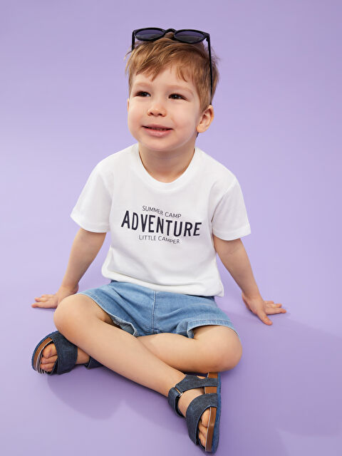 LCW baby Crew Neck Short Sleeve Printed Baby Boys' T-Shirt - S2CN61Z1-FDU