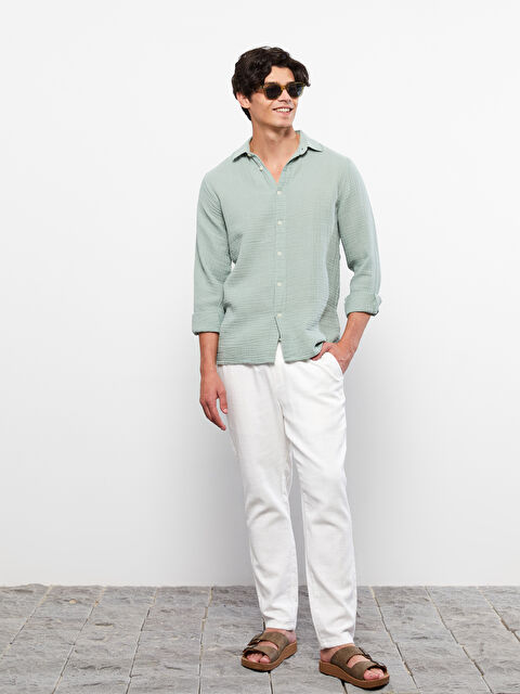 XSIDE Regular Fit Long Sleeve Poplin Men's Shirt - S2CN70Z8-TGM