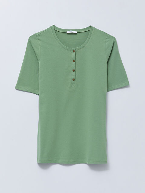 LCWAIKIKI Basic Crew Neck Straight Short Sleeve Cotton Women's T-Shirt - S2CT21Z8-GRW