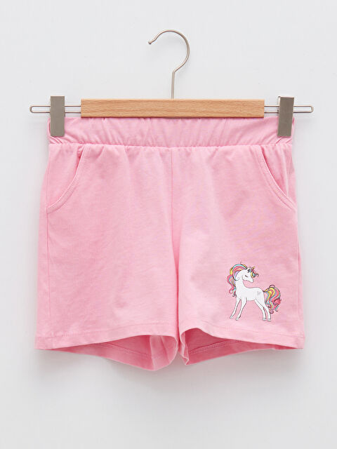 LCW Kids Elasticated Waist Printed Girls' Shorts - S2CY92Z4-GA5