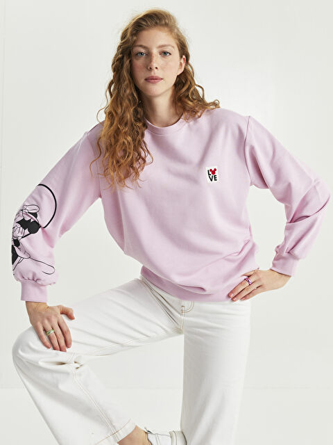 XSIDE Crew Neck Mickey Mouse Printed Long Sleeve Women's Sweatshirt - S2DA43Z8-QXC