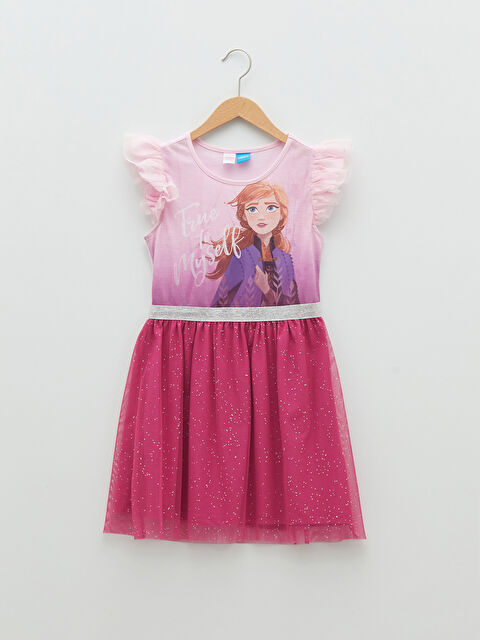 LCW Kids Crew Neck Frozen Printed Short Sleeve Girls' Nightgown - S2DA85Z4-FXK