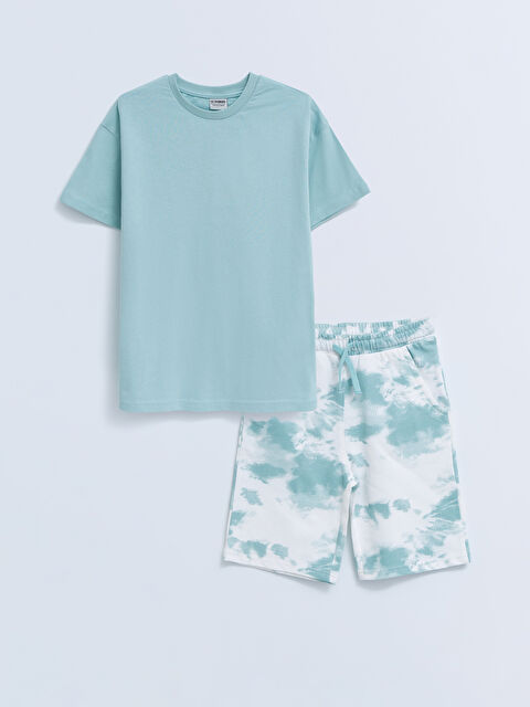 LCW Kids Crew Neck Short Sleeve Cotton Boy T-Shirt and Shorts - S2DD16Z4-FKE