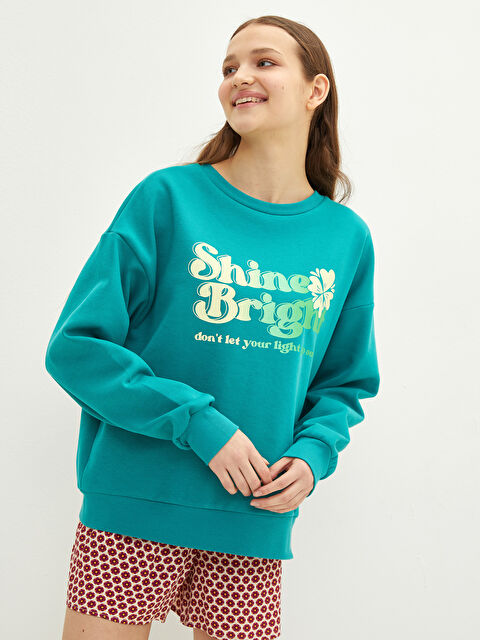 LCW Vision Crew Neck Printed Long Sleeve Women's Sweatshirt - S2DE38Z8-GRH