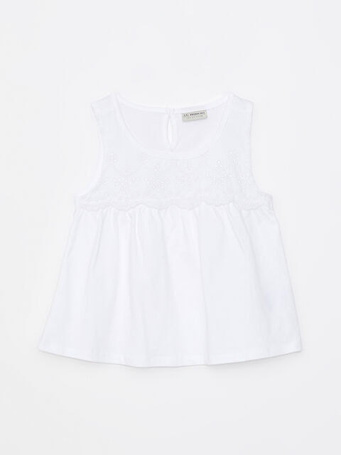 LCW Kids Crew Neck Embroidery Detailed Girl Blouse - S2DF58Z4-R9K