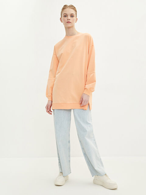 LCW Modest Crew Neck Plain Oversize Women's Sweatshirt Tunic - S2DG72Z8-G53