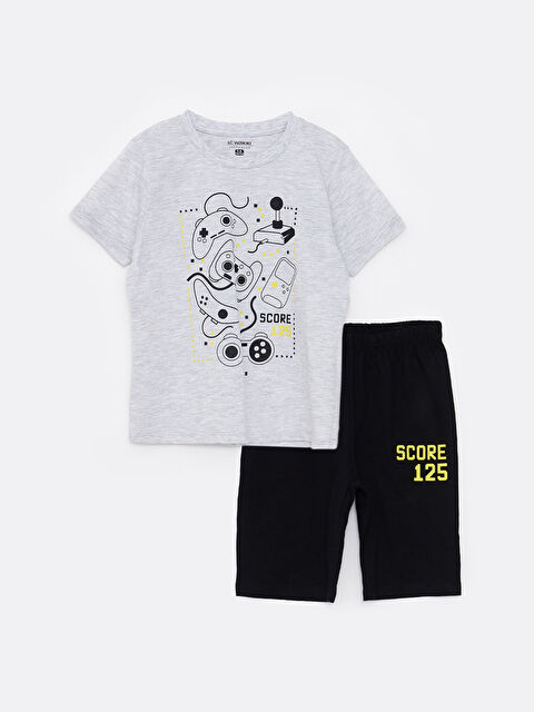 LCW Kids Crew Neck Printed Short Sleeve Boys' Shorts Pyjama Set - S2DG83Z4-LAK
