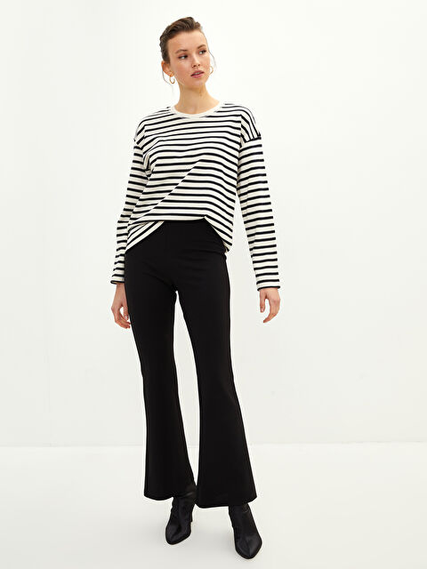 LCWAIKIKI Basic Crew Neck Striped Long Sleeve Cotton Women's T-shirt - S2DH83Z8-LEG