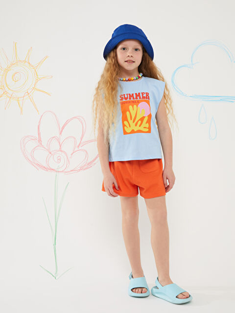 LCW Kids Beli Lastikli Basic Kız Çocuk Şort