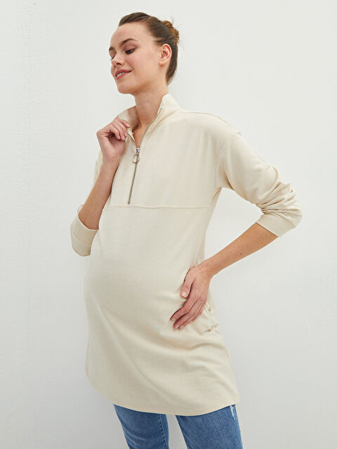 LCWAIKIKI Maternity Stand Collar Straight Long Sleeve Maternity Tunic - S2DO51Z8-FWZ