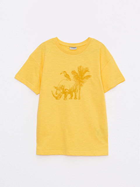 LCW Kids Хлопковая футболка с короткими рукавами для мальчика с круглым вырезом и принтом - S2DR28Z4-G5J