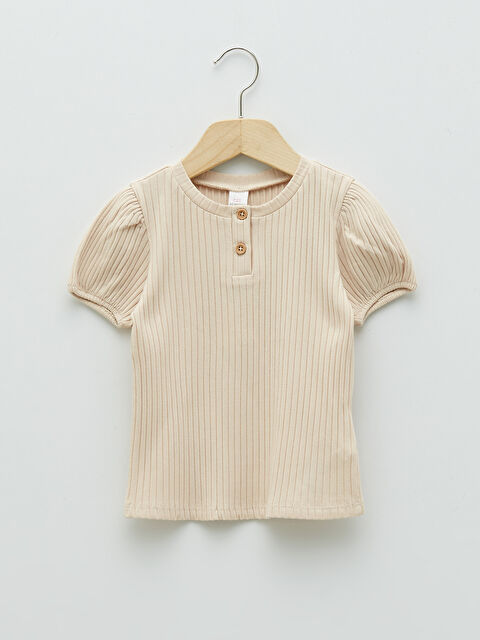 LCW baby تيشيرت بناتي بيبي سادة بكم قصير ورقبة دائرية - S2DU69Z1-G5N
