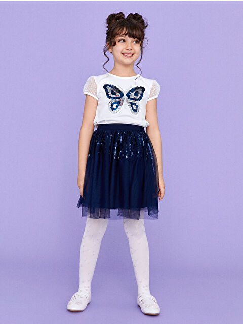 LCW Kids Beli Lastikli Pul İşlemeli Kız Çocuk Etek - S2EA09Z4-HFH