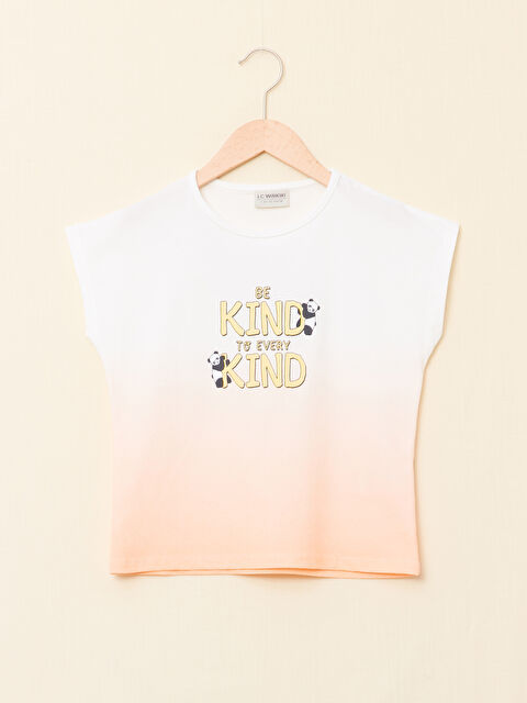 LCW Kids Crew Neck Printed Short Sleeve Girls' T-Shirt - S2EA37Z4-FDU