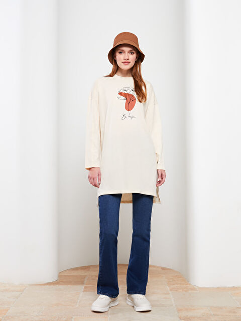 LCW Modest Crew Neck Printed Long Sleeve Women's Tunic - S2EA49Z8-S5K