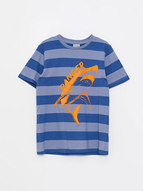 LCW Kids Crew Neck Printed Short Sleeve Cotton Boy T-shirt - S2EA81Z4-LGS