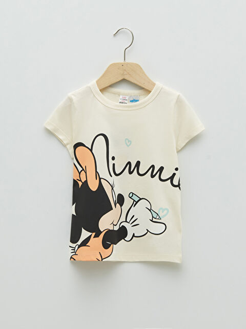 LCW baby تيشيرت ياقة دائرية كم قصير مطبوع Minnie Mouse للبنات الرضع - S2EE03Z1-FES