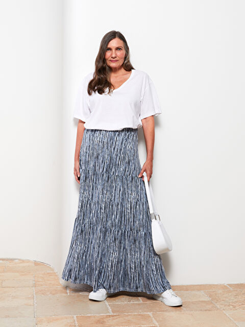 LCW Grace Beli Lastikli Desenli Kadın Etek