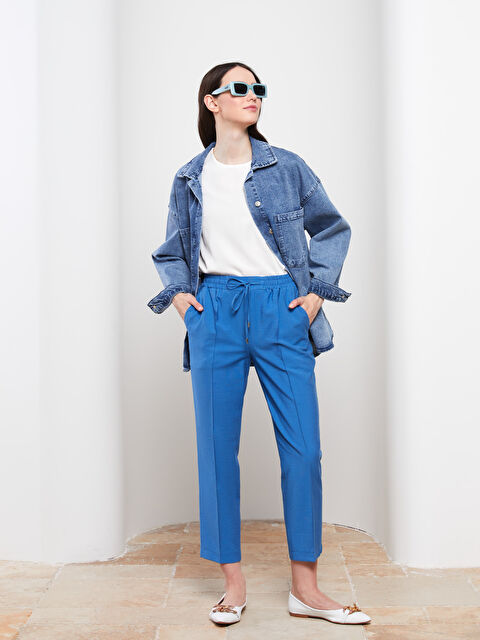 LCW Modest Elastic Waist Comfortable Fit Pocket Detailed Women's Trousers - S2EF77Z8-S65