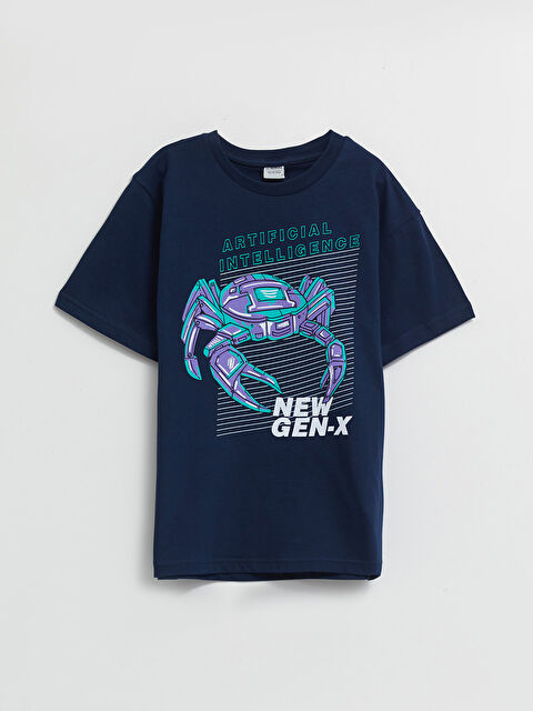 LCW Kids Crew Neck Printed Short Sleeve Cotton Boy T-shirt - S2EG28Z4-NOO